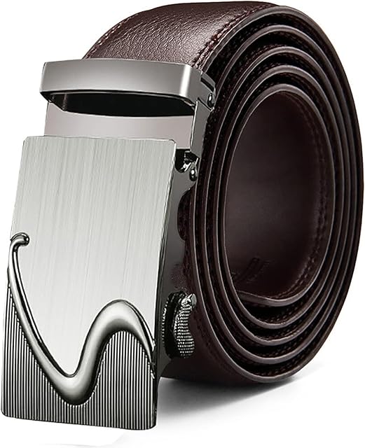 NIAVIS Men's Belt Super Soft Full Grain Leather Casual Leather Belt Adjustable Trim To Fit,WS023 Brown,110cm
