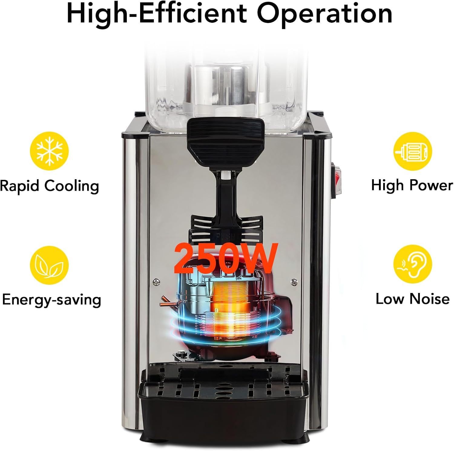 Commercial Beverage Dispenser Drink Dispenser,Stainless Steel 1 Black 4.8 gal Food Grade Material Stainless Steel Commercial Slushy Machine With Thermostat Controller for Cold Drink Restaurant Hotel P