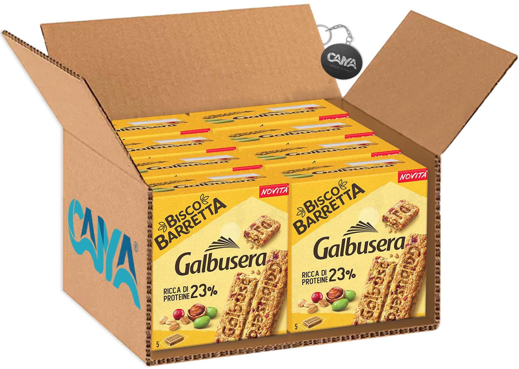 Galbusera Bisco Barretta Barretta di Cereali Ricca di Proteine con Mirtilli Rossi 180g [CAIYA® BOX da 8 Confezioni]
