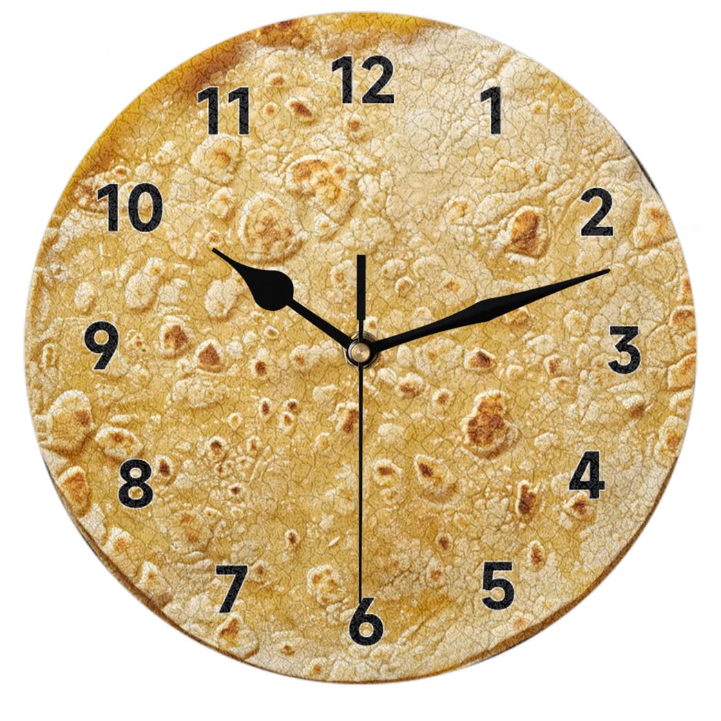 oooJHooo Wall Clock Silent Tortilla Skin Non Ticking Battery Operated Decorative Clock for Living Room, Bedroom,Kitchen,Farmhouse,Office,Home Decor-10