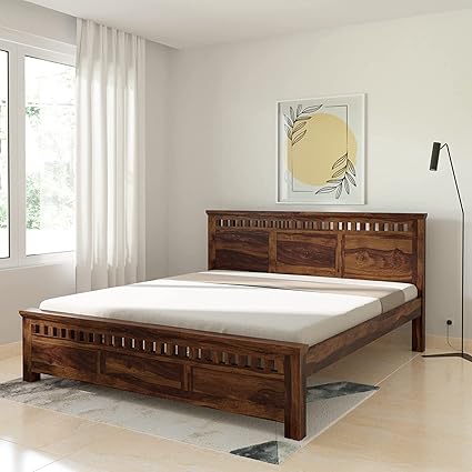 Rose Wood S.S. Home Decor Bed Furnitures For Home & Hostels Product King Size (Honey Finish) (Bed008) Matters Size = 72 * 78 Inch