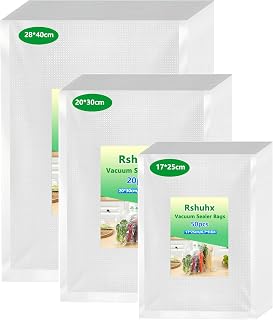 Vacuum Bags 200µm 80 Bags Vacuum Bags for Food 17 x 25 cm (50) + 20 x 30 cm (20) + 28 x 40 cm (10) for All Vacuum Sealer and Sous Vide Suitable Freezer Bags BPA Free for Fridge