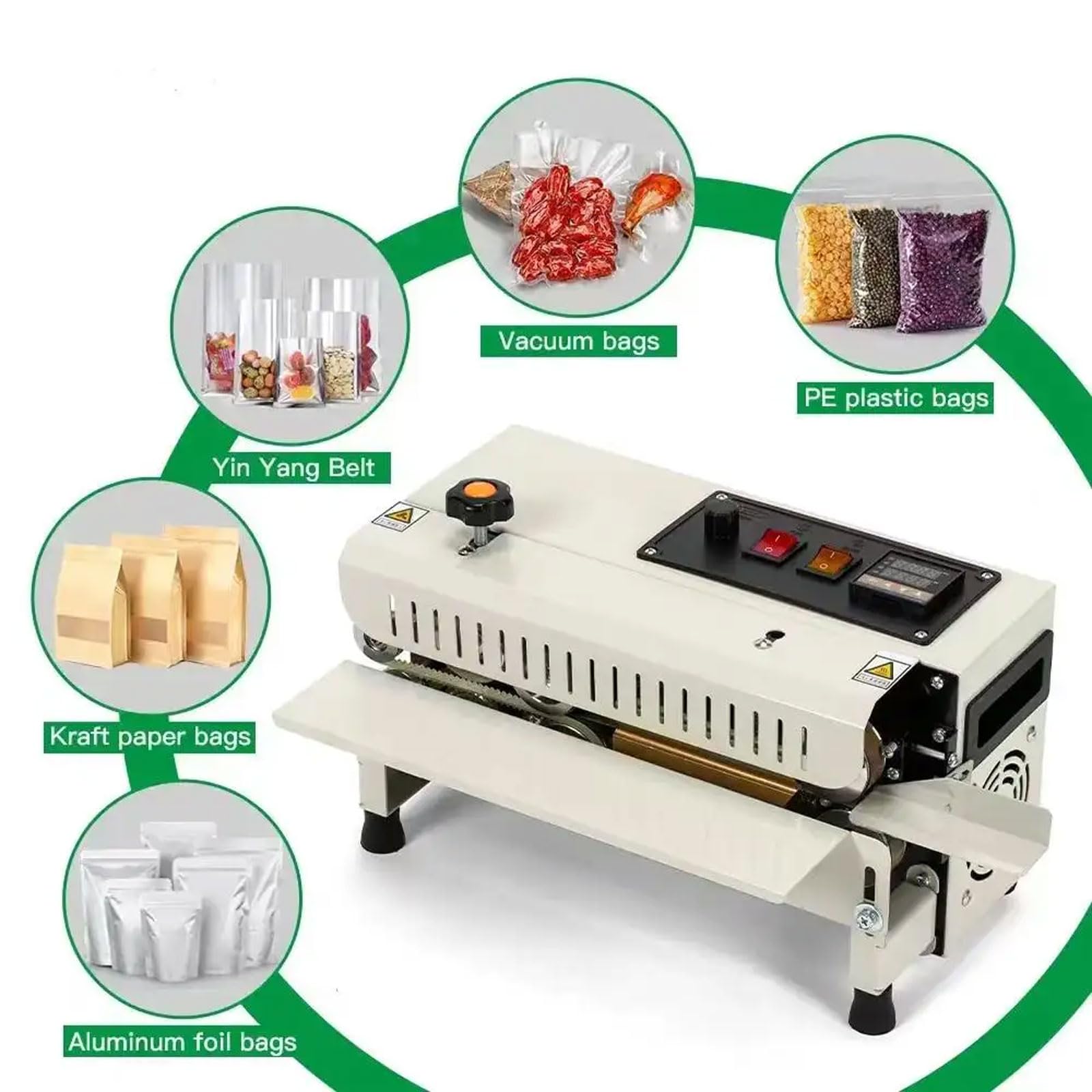 Macchina automatica di sigillamento del sacchetto, sigillatrice di calore commerciale 650W con controllo della temperatura digitale, 0-400 ° C per sacchetti di plastica e di alluminio