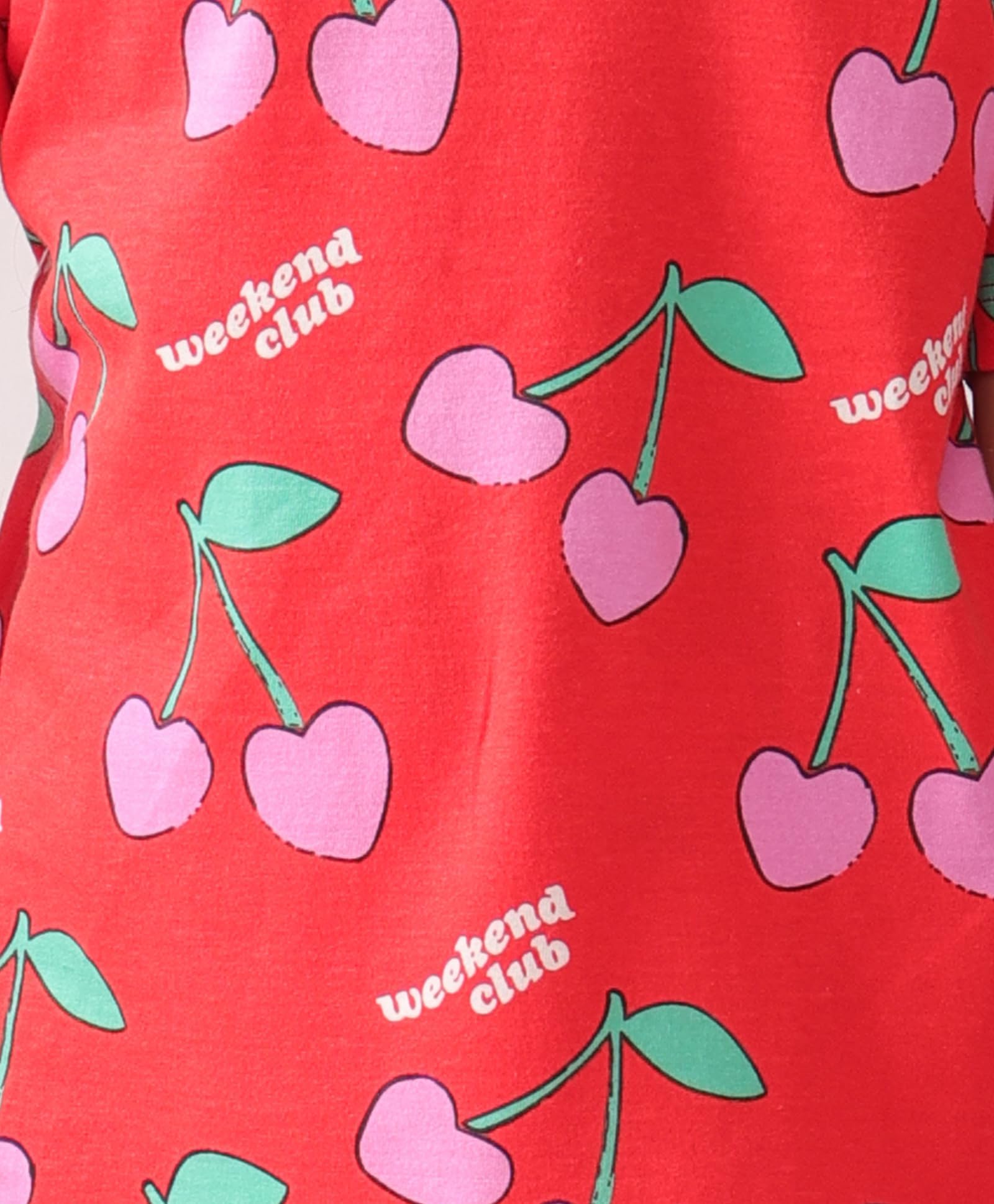ANTHRILO Summer Cherry RED Short Sleeves Pyjama Set - RED - Image 2 thumbnail