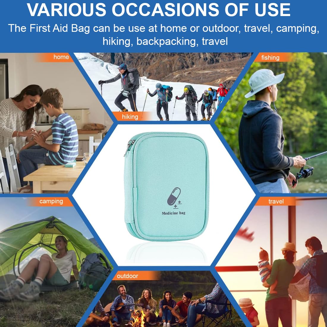 JEYORZY 1 Stück Mini Medizinische Aufbewahrungstasche, tragbar Notfalltasche Reißverschlusstaschen zur Aufbewahrung von Medizin,Perfekt für Camping, Wandern und Reisen