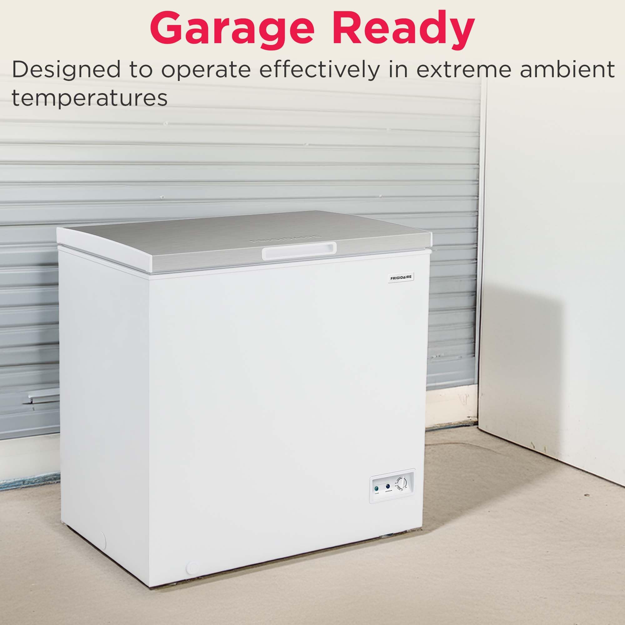Frigidaire Chest Deep Freezer, 7 Cu. Ft. Capacity, Shiny Stainless Steel Top Lid Design-Adjustable Thermostat-Removable Vinyl Coated Wire Basket-Easy Defrost Drain- Garage Ready on Fridge.com - View 6