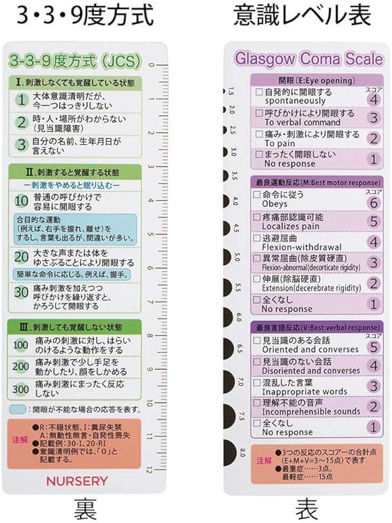 Amazon ナースリー ナーススケール 2枚組 滴下早見表 意識レベル表 ゲージ スケール 医療 ホワイト a Nursery ナースリー ドラッグストア