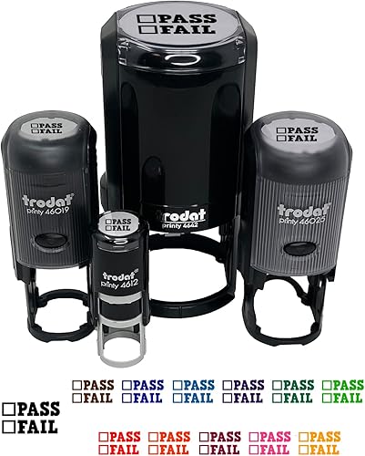 Pass Fail - Sello de goma autoentintado para profesores de escuela, sello de tinta para sellar planificadores de manualidades, mini de 12 pulgada,