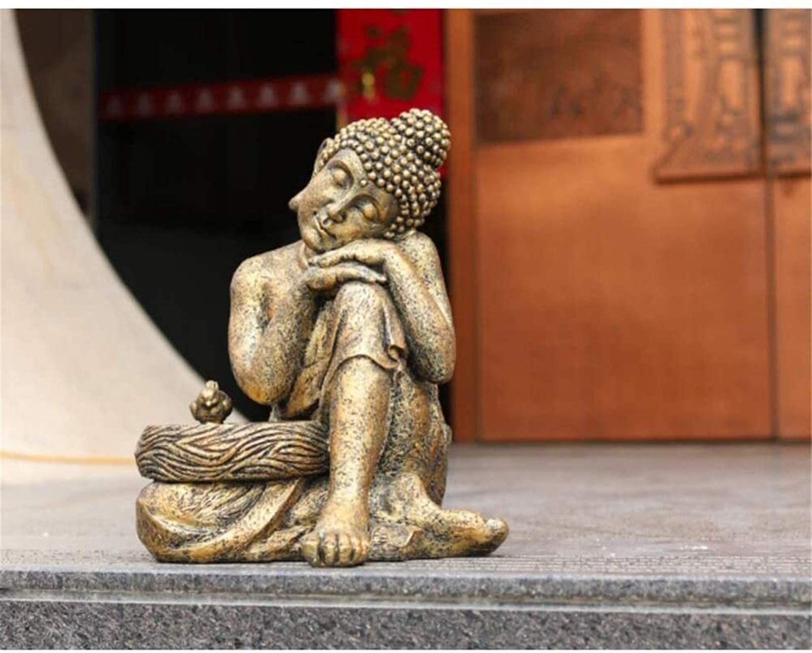XJBTBA Maceta de Jardín divinità di Meditazione Buddha Planter Pot Statue Outdoor Ornament Decoration Oro casa Decorazione per Esterni (BlackBrown)