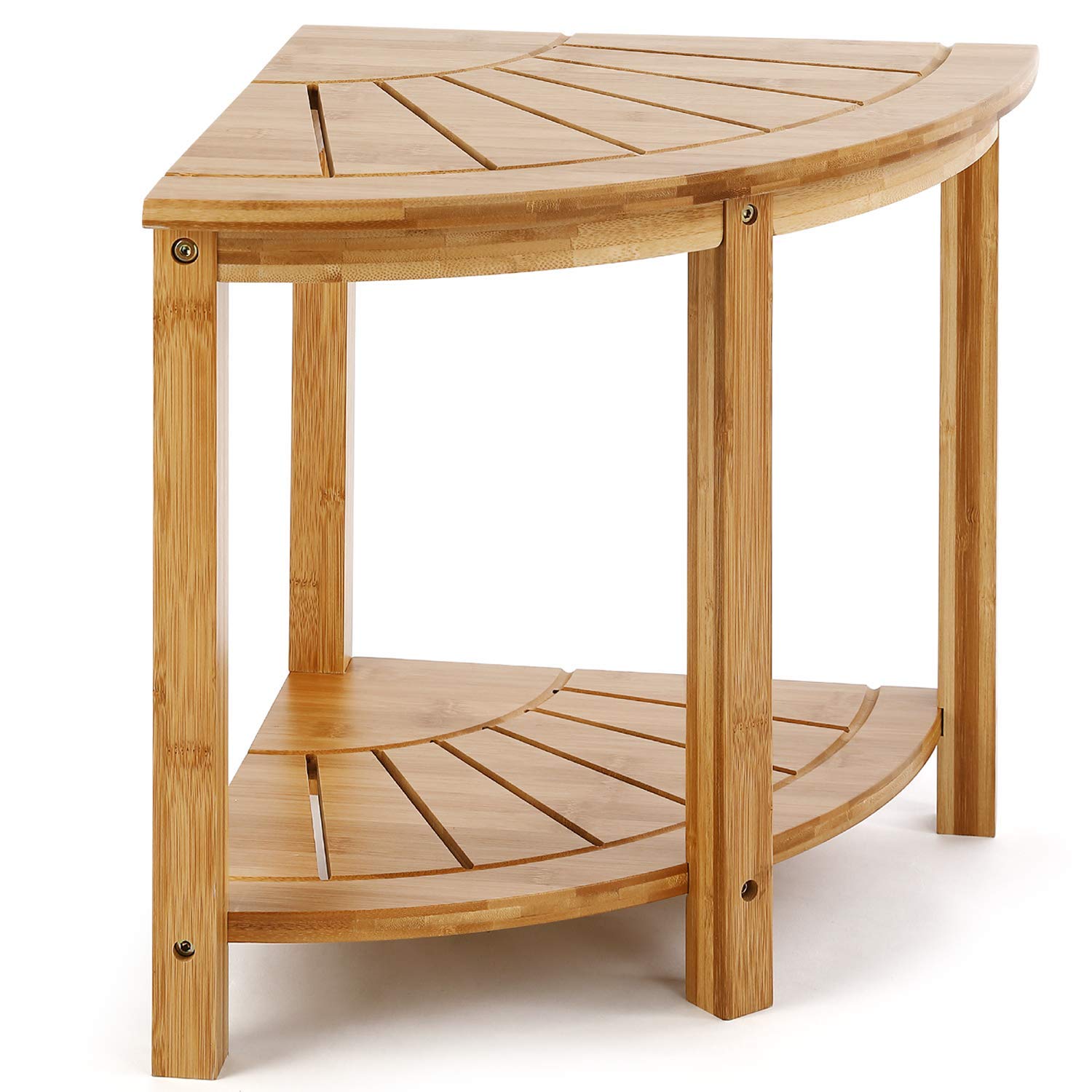 Buy HYNAWIN Bamboo Corner Shower Caddy Bathroom Bench Sturdy Stool with