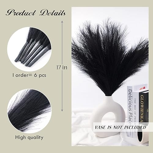 Miniatura 3 de 6 piezas de hierba sintética de las pampas de 17 pulgadas17.3 in, hierba artificial de pampa, 7 ramas para boda, fiesta, dormitorio, decoración