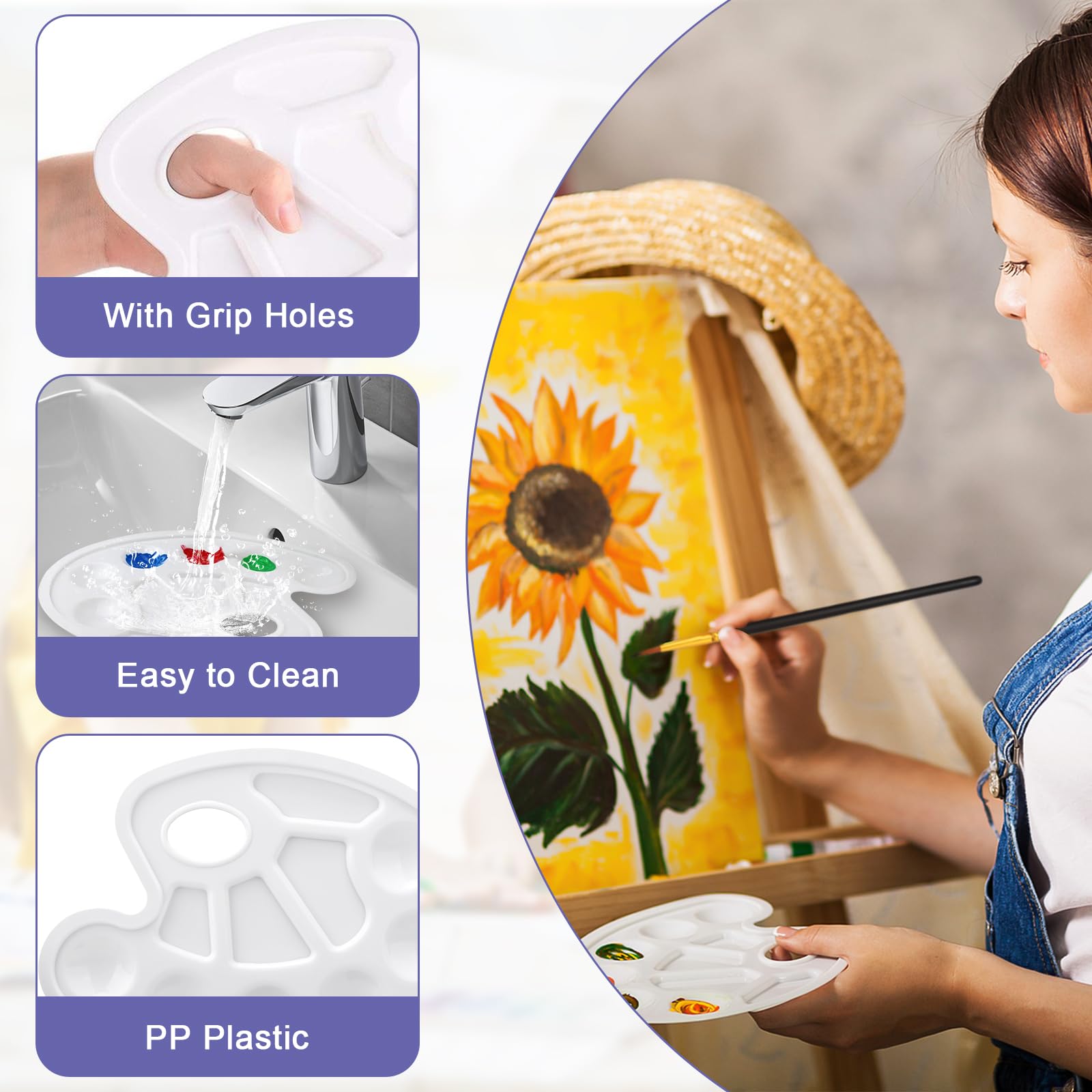 Kit Peinture Acrylique Ensemble De 15 Pinceaux D'artiste Pour Peintures Acryliques Aquarelles Peintures U00e0 L'huile Peinture Plate Peinture Sur Toile