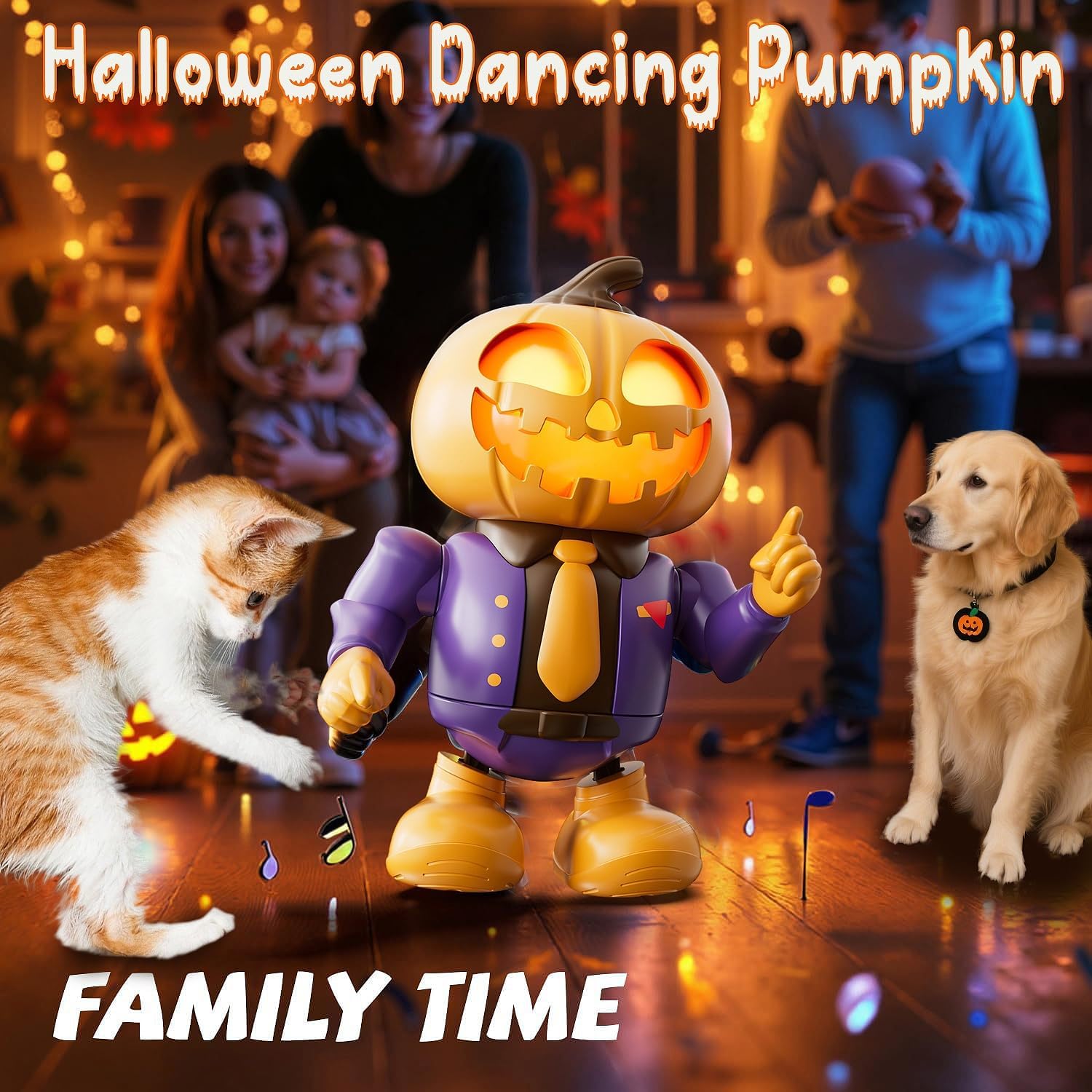 Halloween Themed Toys, Pumpkin Dancing Robot – Plays Spooky Music and Lights Up Eyes, Fun Interactive Sensory Toy for Kids 3-7, Toddler & Adult Gifts, Perfect Halloween Party Decoration - Image 3