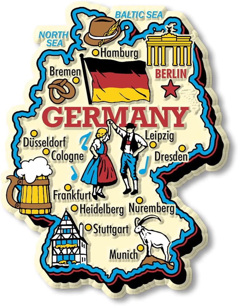 Classic Magnet German Jumbo Country Map Magnet Collectible Souvenir - Made in USA