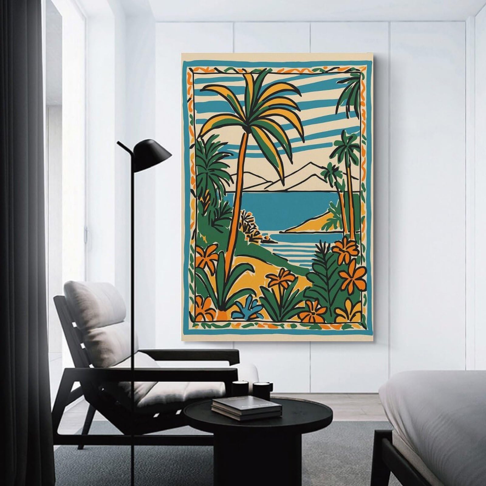 Junmoney Unframe-Style-3 Tropical Island Landscape Illustration Decorative Wall Artwork, 24X36inch(60X90cm), For Hallway, Lounge Or Guest Room, Decorative Present For New Homes