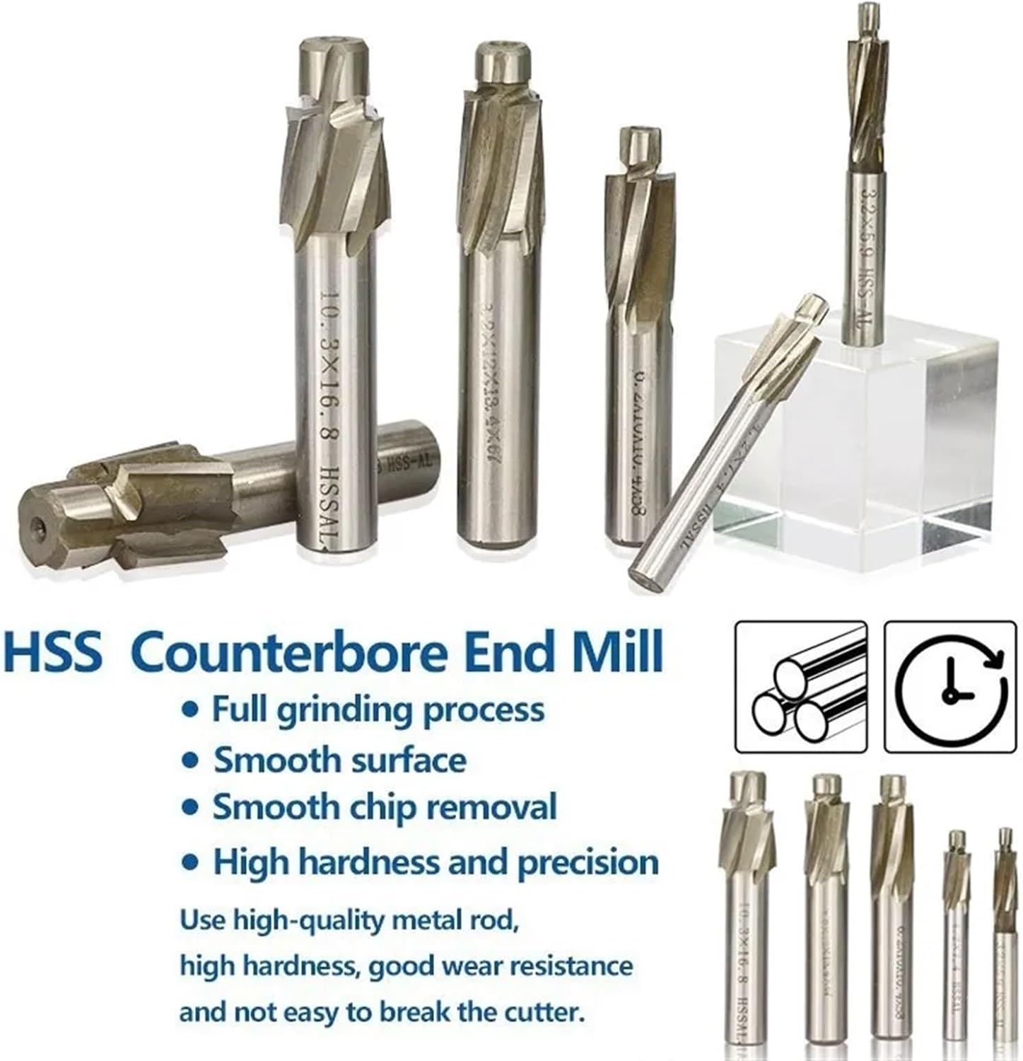 1pc 4 Flute HSS Counterbore End Mill M3.2-M20 Pilot Slotting Bit Milling Cutter for Wood/Metal Drilling Counterbore Mill (Size : 18.5x28x16x18x24x100)