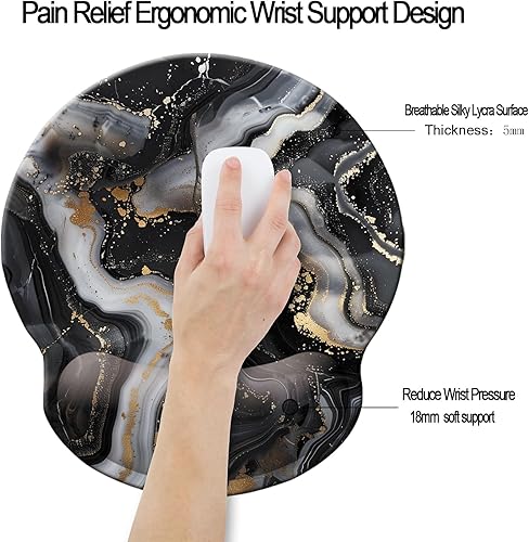 Miniatura 10 de Alfombrilla de espuma viscoelástica para mouse con soporte de muñeca, cómoda alfombrilla acolchada de 9 x 10 pulgadas para mouse de escritorio