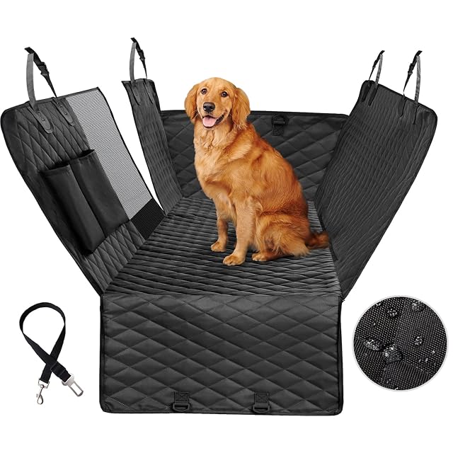 Vailge - Funda de asiento para perro trasero coche, 100% impermeable, con ventana malla, evita arañazos…