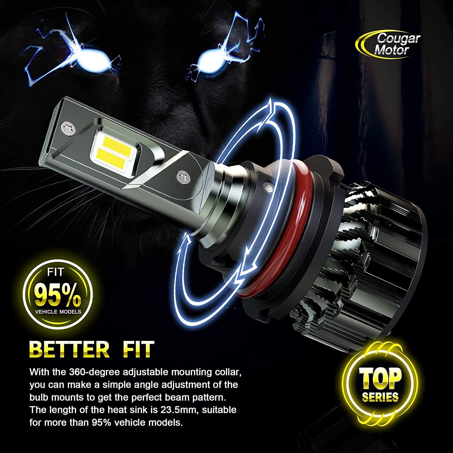 Cougar Motor 9007 LED Headlight Bulbs, HB5 LED Headlights Super Bright Flagship Led Bulbs 20000LM 6500K All-in-One Conversion Kit - Cool White, Halogen Replacement