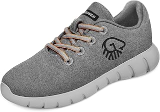 Merino Runners - Zapatillas de lana merino transpirable 3D elásticas, zapatos casuales ligeros para hombre con plantilla reemplazable, color gris