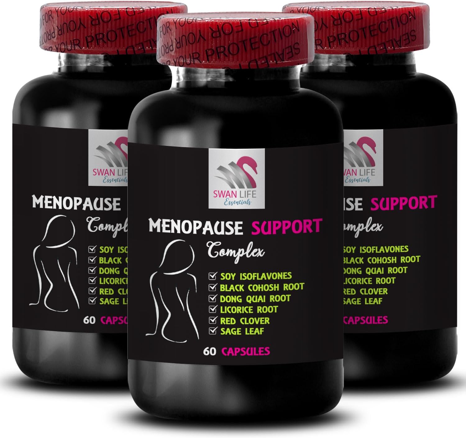 MENOPAUSE SUPPLEMENTS FOR WOMEN - menopause relief, red clover, Soy Isoflavones, Sage Leaf, menopause support for women, black cohosh, menopause herbs, hot flashes menopause relief, 3Bot