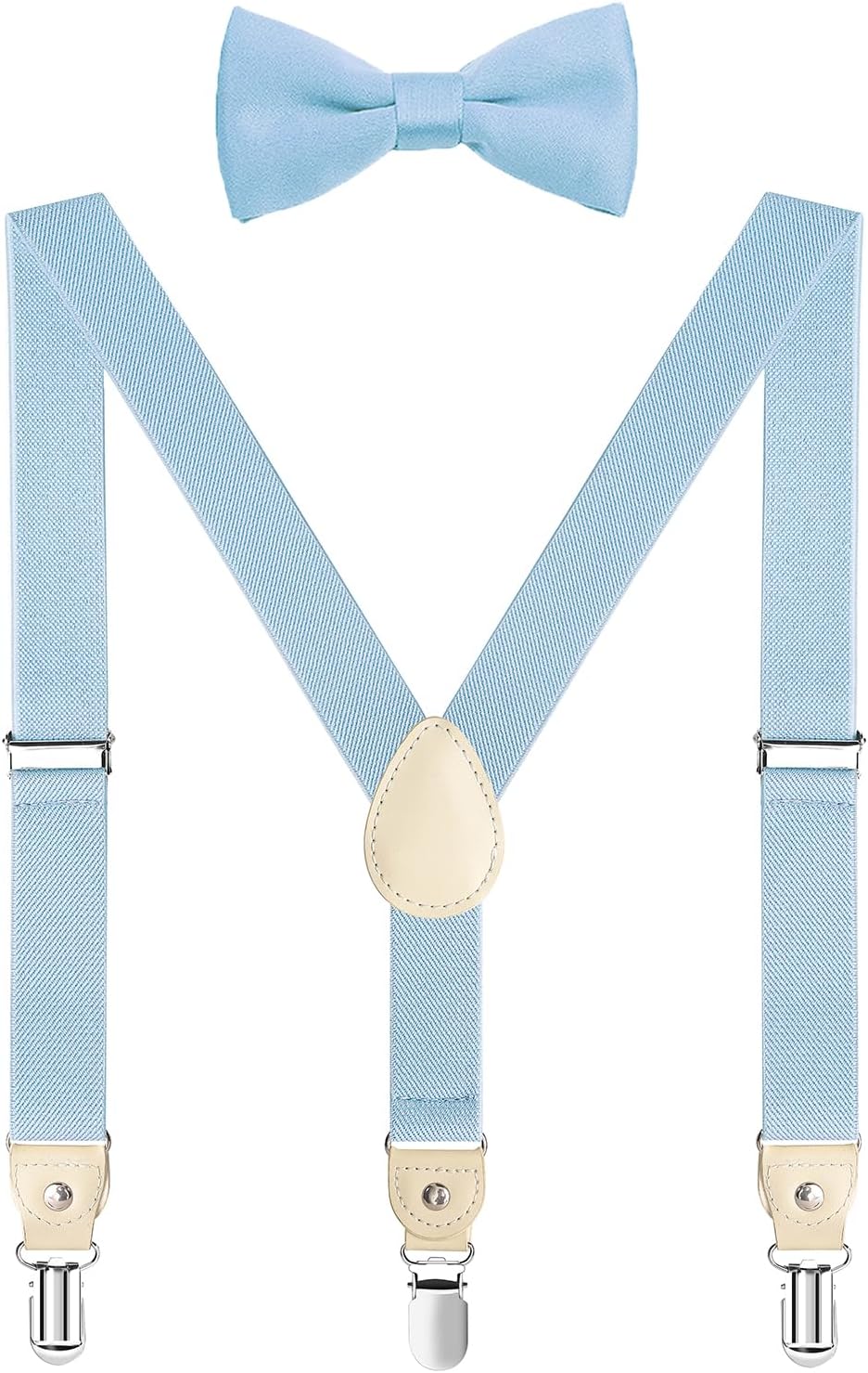 Men's Boys' Suspenders and Bow Tie Set Adjustable Elastic with Strong Metal Clips