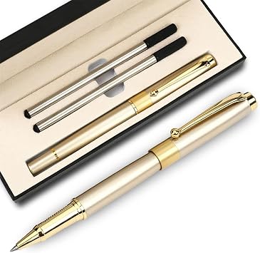 Xspring Uzman Tükenmez Kalem, 0.5mm Uçlu 2 Adet Siyah Mürekkepli Dolma Kalem, Krom Kaplama Lüks Tasarım, Ofis, Öğrenci, Yönetici ve Öğretmenler için Hediye Kutusunda Kalem Seti (Siyah)