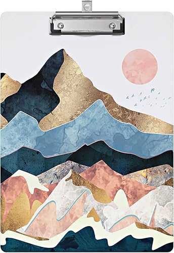 Miniatura 7 de Bonito portapapeles con diseño de madera de leopardo, tamaño A4, tamaño estándar de 9 x 12.5 pulgadas con clip de metal de perfil bajo, puntos de