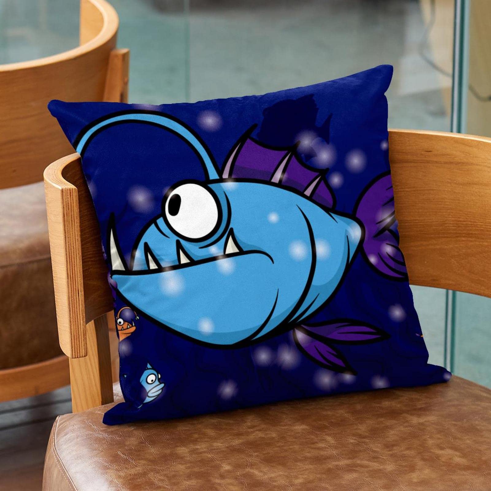 2 Federe Per Cuscino 45x45 Cm In Cotone Con Ricamo Pesce - Morbide E Decorative Per Divano E Letto