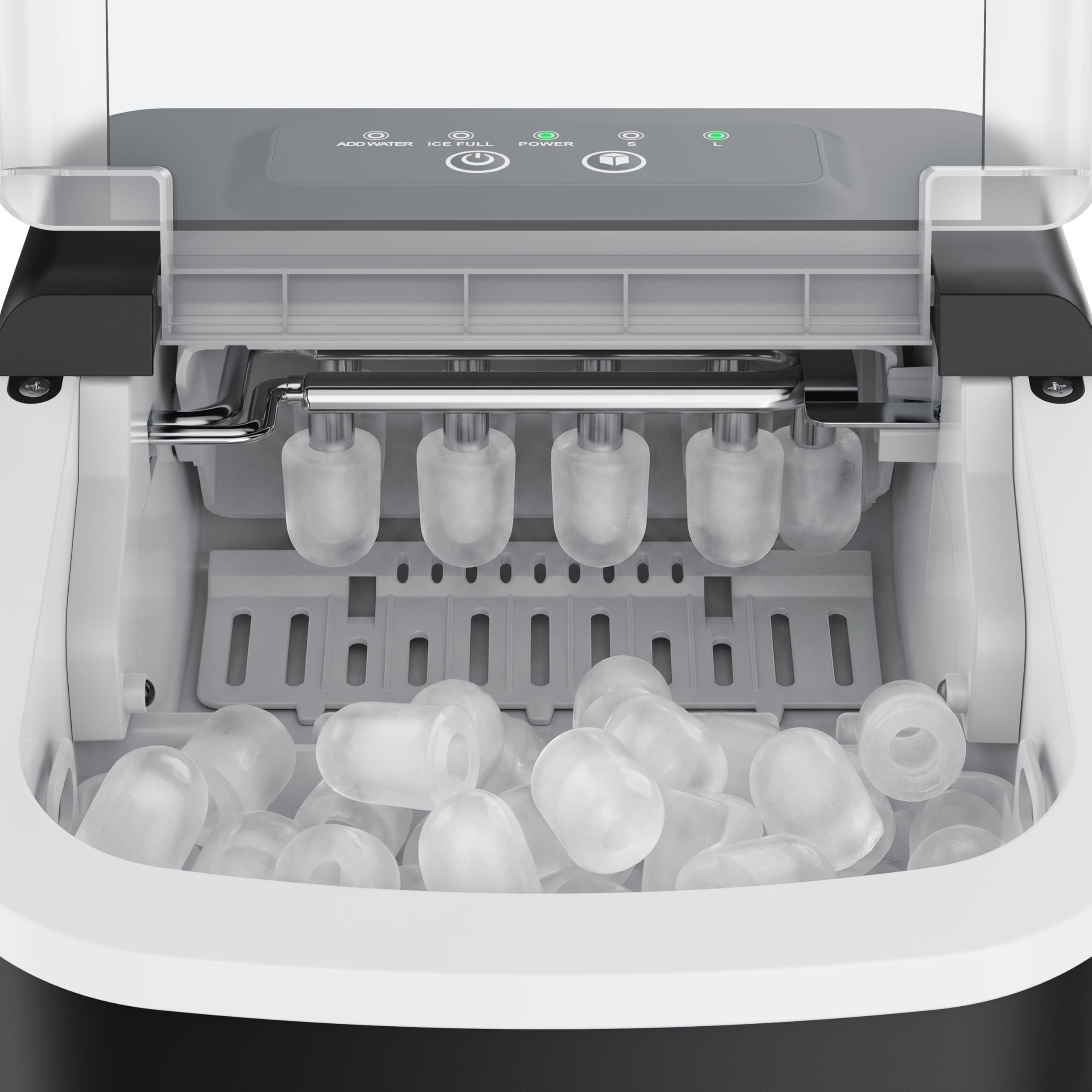 Arendo - Eiswürfelmaschine klein – max. 12 kg Eis pro Tag – 2 Größen große Würfel und kleine Würfel - großes Sichtfenster – doppelwandig – Eiswürfel Bullet – Tragegriff - Ice Maker