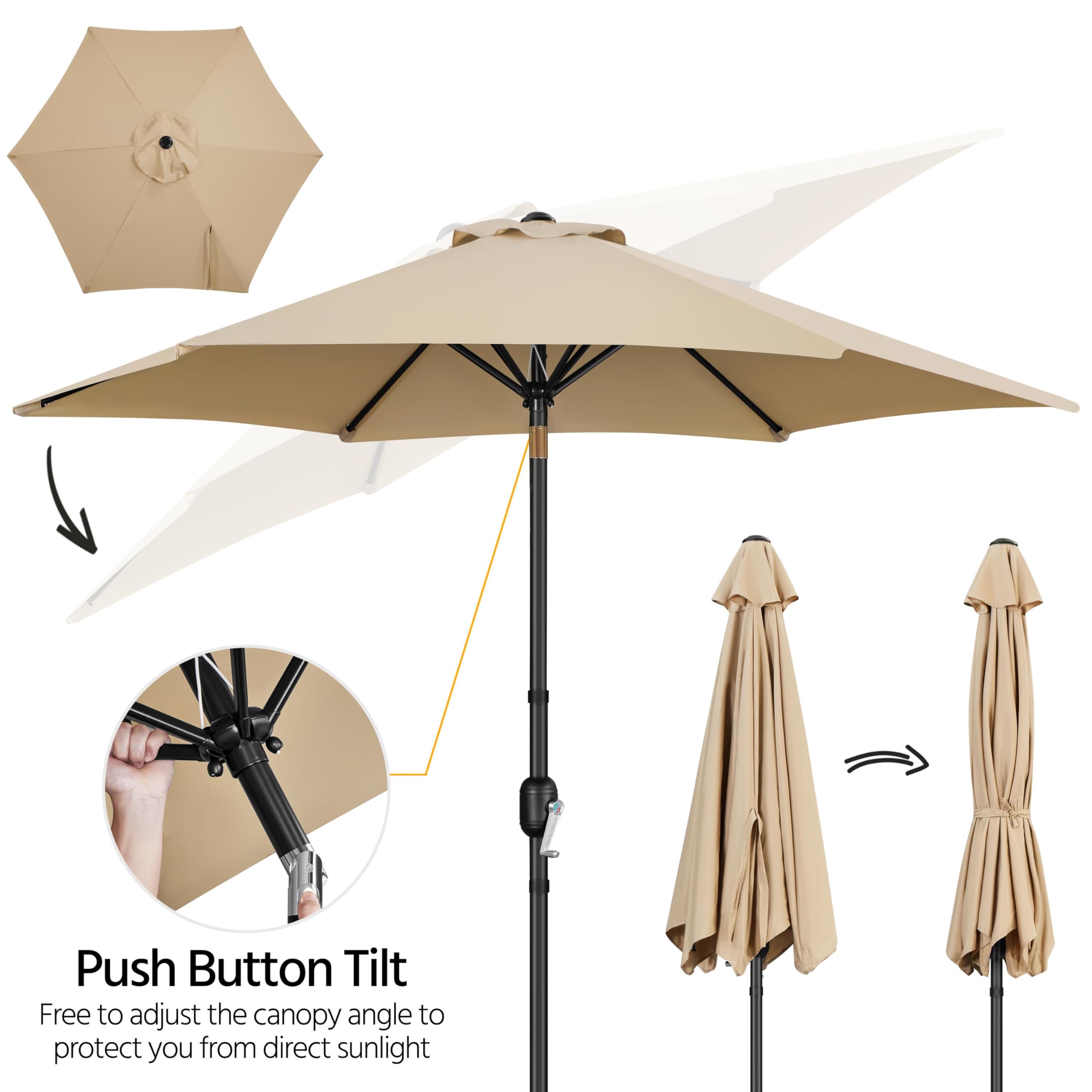 Yaheetech Parasol de Jardin 230cm/270cm/300cm avec Pied 22 KG, Inclinable Extérieur en Métal - Protection Solaire pour Jardin, Terrasse, Patio, Piscine, Balcon