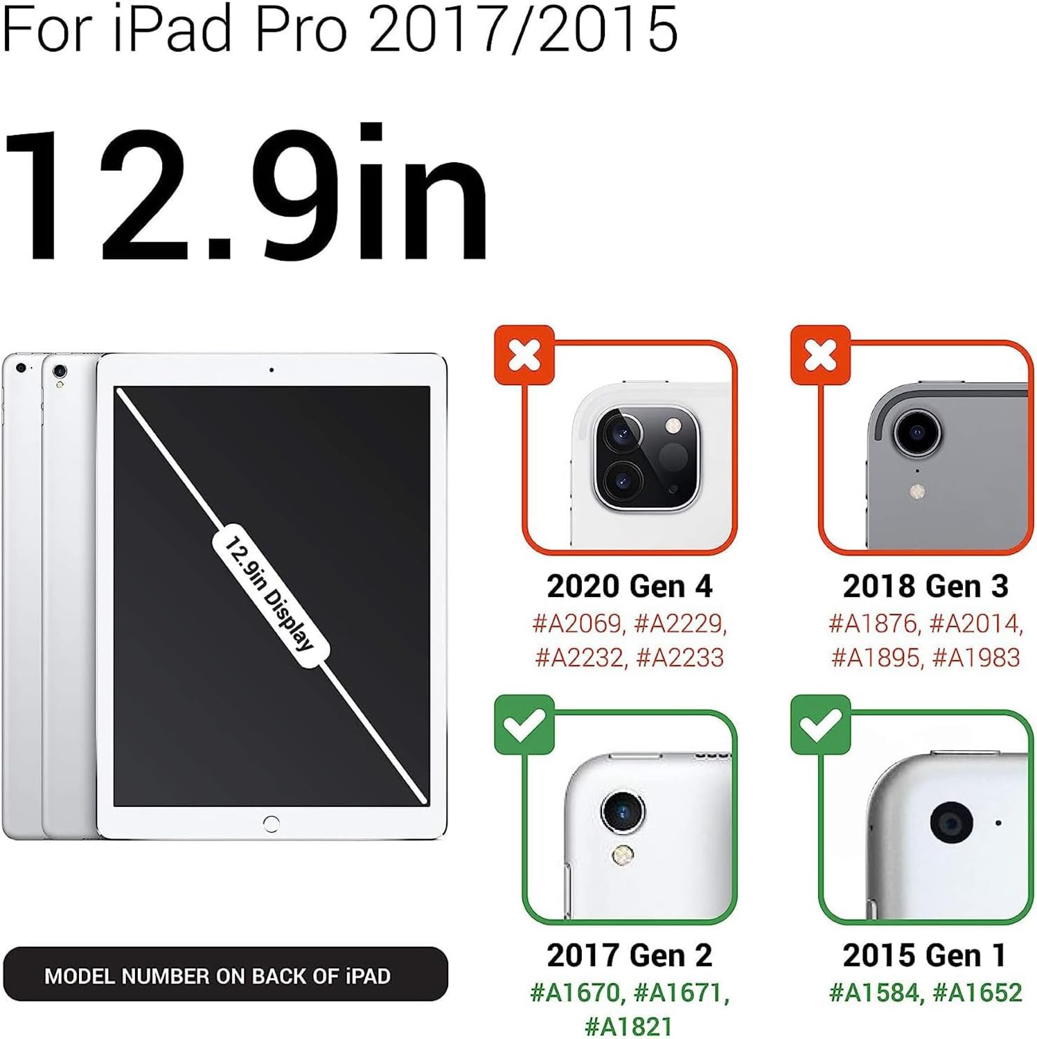 Funda con Teclado para iPad Pro 12,9 Pulgadas 2017/2015 (Antigua, 2 ª & 1 ª Generación) Funda Delgada con Teclado Español Ñ Bluetooth Desmontable con Portalápices Y Ratón Integrados,Negro