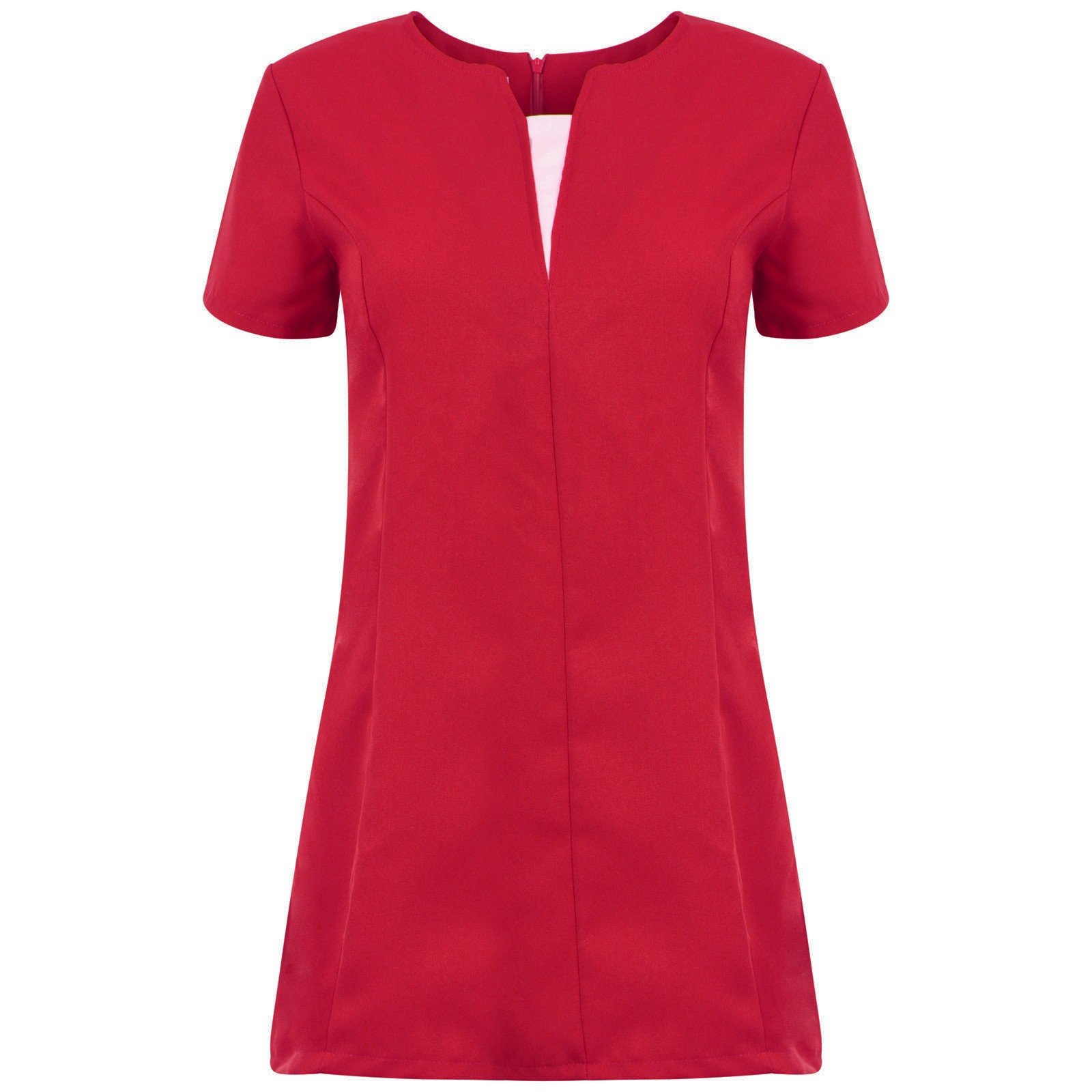 Vestirs Triangular Necked SPA Salon Uniform Hair Nail & Beauty Tunic (14, Red)