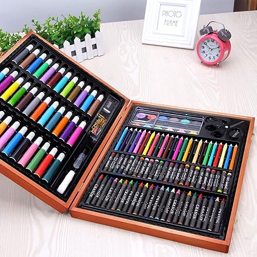 Miniatura 5 de Art Supply - Juego de 150 piezas de creatividad artística de lujo con estuche de madera, juego de pintura de artista, bocetos y dibujos, colores de