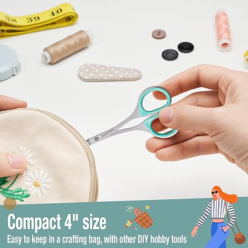 Miniatura 5 de Beaditive Juego de tijeras de costura y bordado (2 piezas) curvadas y rectas, afiladas, de acero inoxidable  Puntas de precisión, mango ergonómico