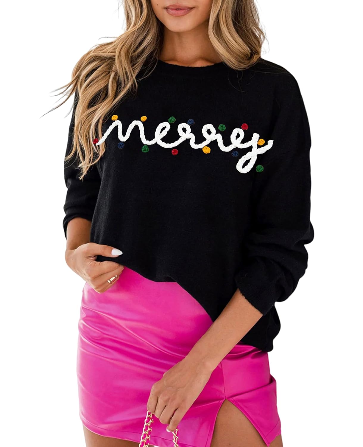 SELINK Womens Valentines Sweater Crew Neck XOXO Heart Print Casual Long Sleeve Pullover Tops Sweaters
