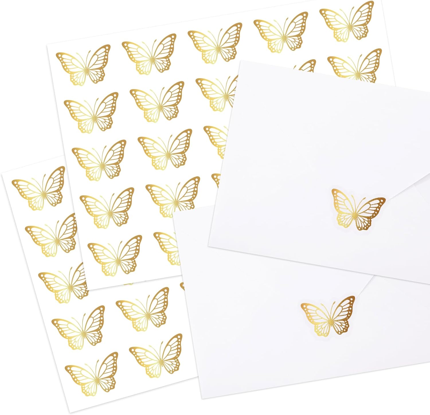 Whaline 500Pcs Gold Butterfly Envelope Seals Stickers