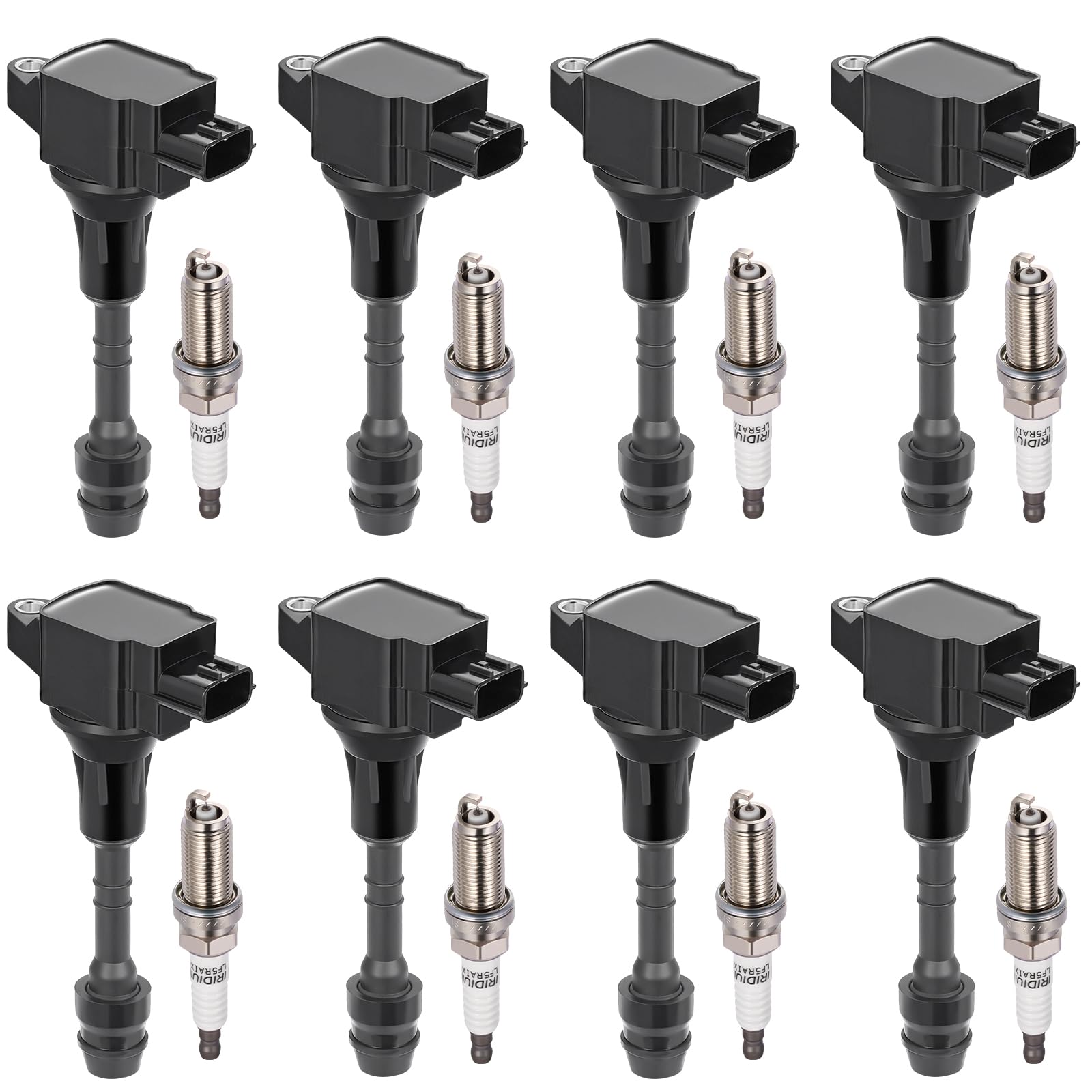 BDFHYK 8 Ignition Coil Pack UF551 and 8 Iridium Spark Plug 4505 Compatible with INFINITI 07-10 QX56,Compatible with Nissan 07-15 Armada, 12-15 NV2500 NV3500, 08-12 Pathfinder Coil for 5C1729 E1051
