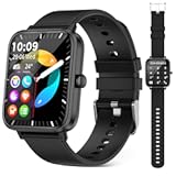 FTTMWTAG Smart Watch &lpar;Answer&sol;Make Call&rpar;&colon; 1&period;85" Waterproof Fitness Trackers with 24-Hours Blood Pressure Heart Rate SpO2 Sleep Monitor Watches for Men Women&comma; iPhone Android Compatible &lpar;Stone Black&rpar;