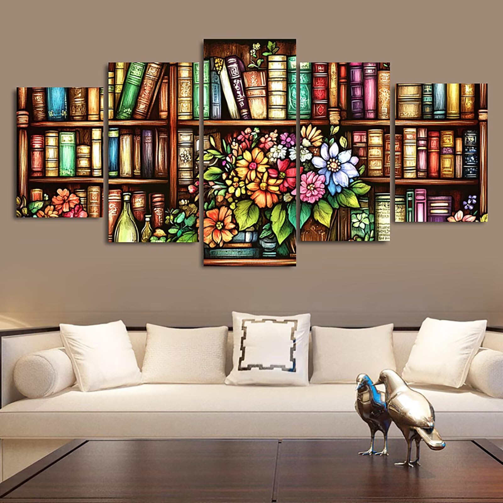Diamond Painting Erwachsene Groß XXL 5 Teilig 100x200cm, 5D Diamond Painting Blume Diamant Paintings Bilder Bastel Sets, DIY Malen Nach Zahlen Erwachsene, Bausätze für Diamantmalerei Buch 0m-1034