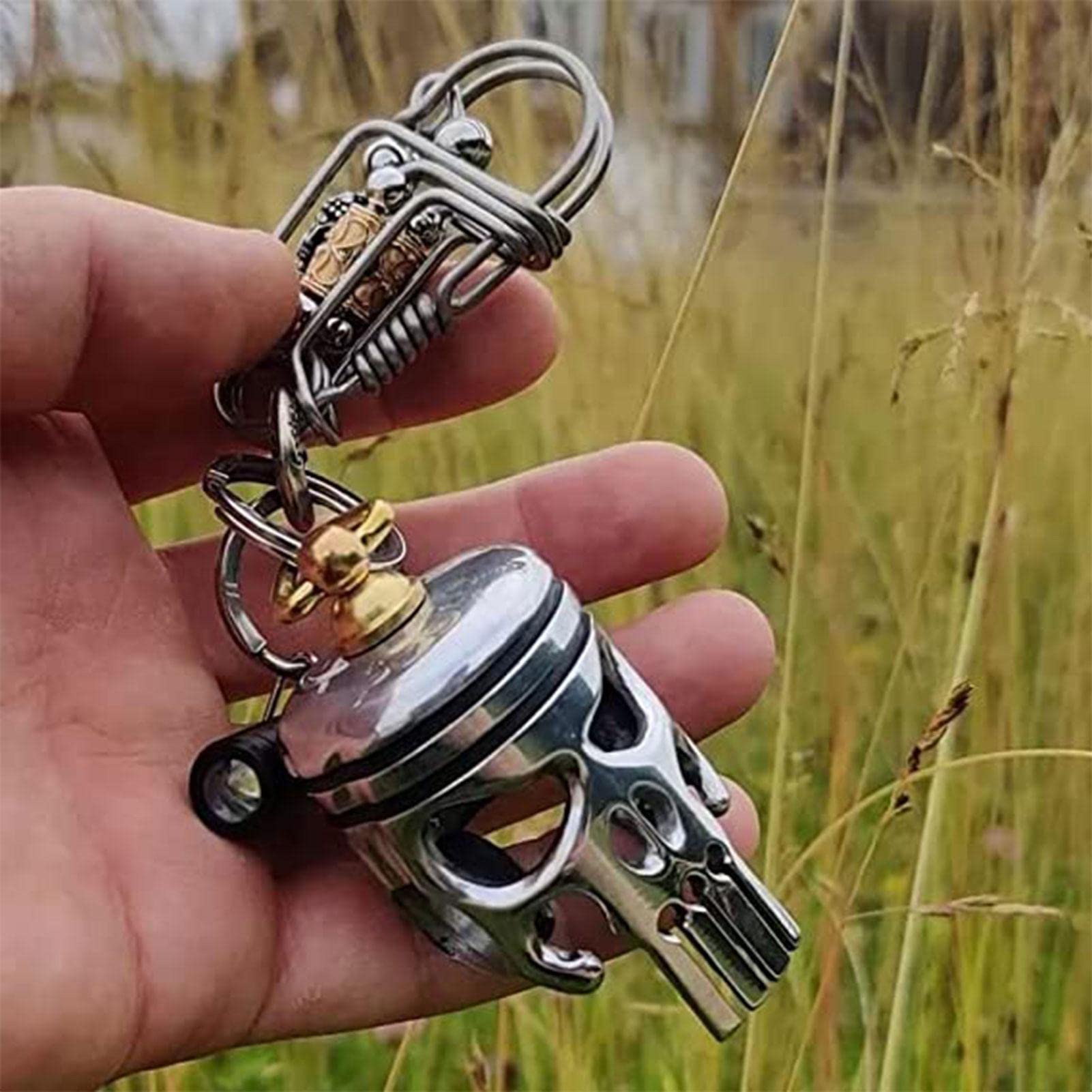 Amazon.co.jp: [Keloglu] カラビナ ドクロ シルバー キーホルダー