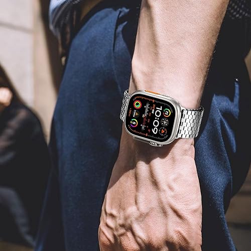 Miniatura 5 de Compatible con Apple Watch Band de 1.929 in, 1.772 in, 1.732 in, 1.654 in, correa de metal moderna, correa de acero inoxidable ajustable con imán