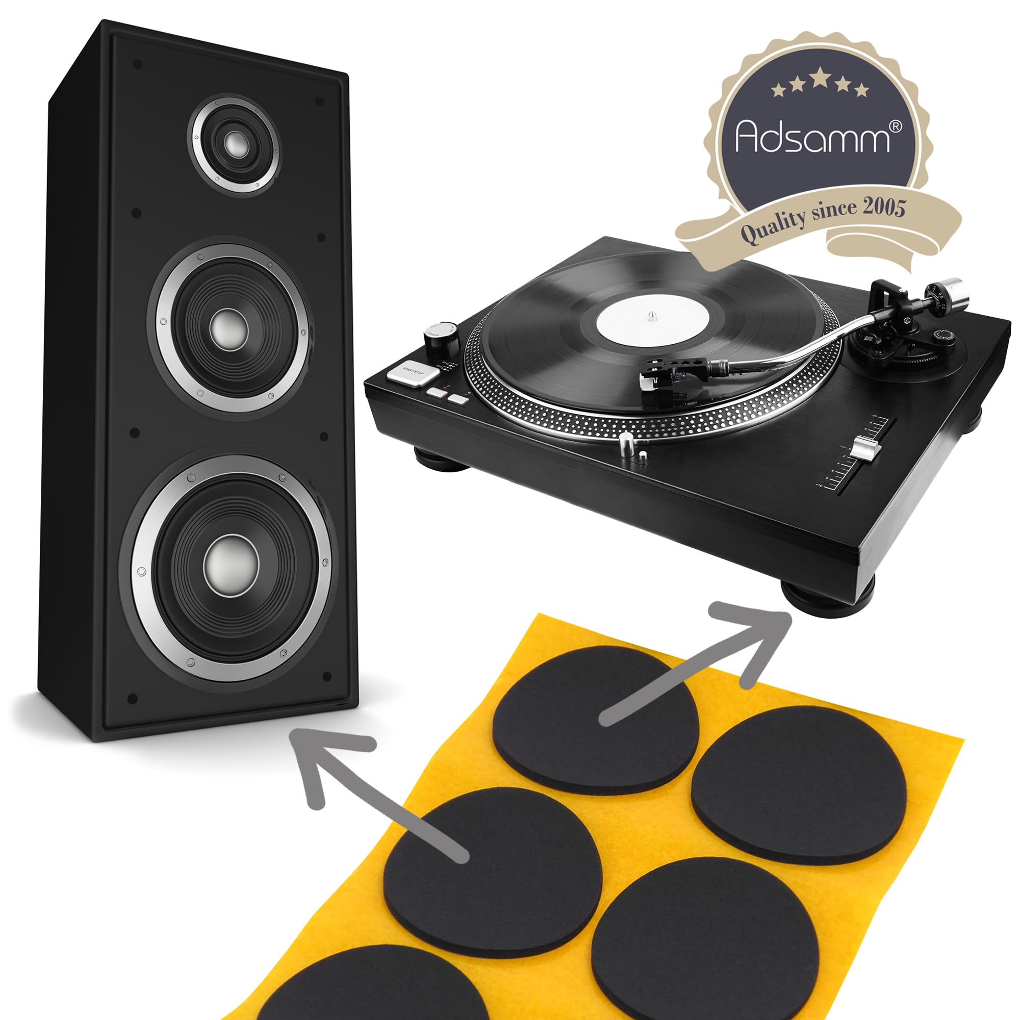 Adsamm 60 x self-Adhesive Anti-Slip Pads Black 0 79x1 57 in 20x40 mm Rectangular Stick-on Non-Slip EPDM Rubber — view 5