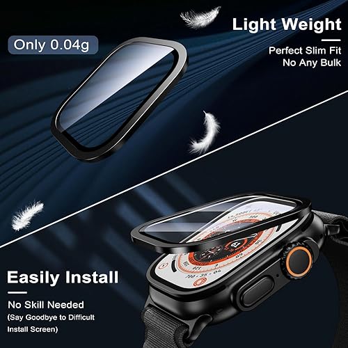 Miniatura 5 de WSKEN for Apple Watch Ultra 3/Ultra 2/Ultra Screen Protector 49mm,9H Tempered Glass + Titanium Alloy Frame, [Keep Original] [Touch Sensitive] Negro