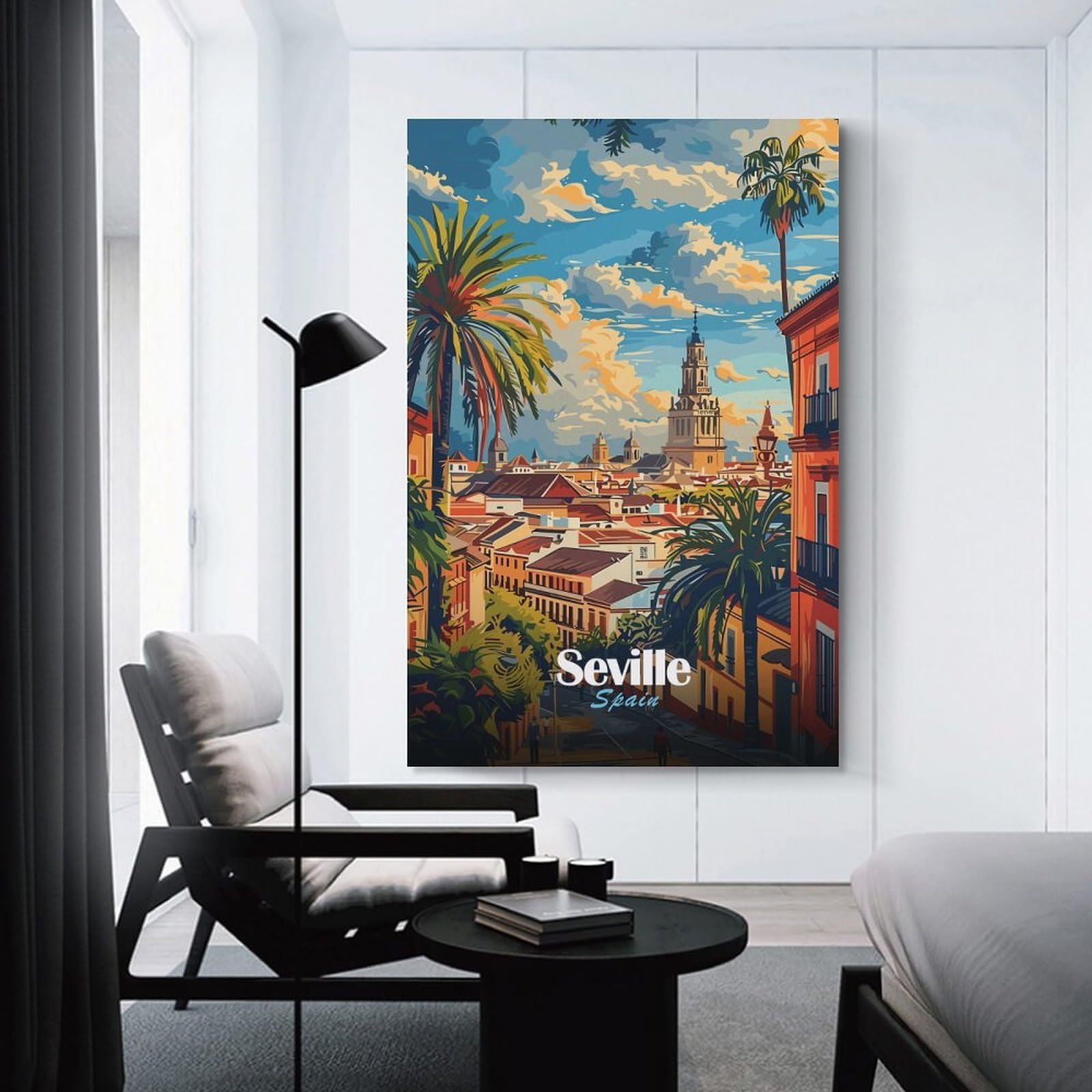 Junmoney Seville Cityscape Canvas Art Print, 20x30inch(50x75cm), for Bedrooms, Workspaces And Everyday Interiors, A Flexible Wall Accent for Shared Spaces