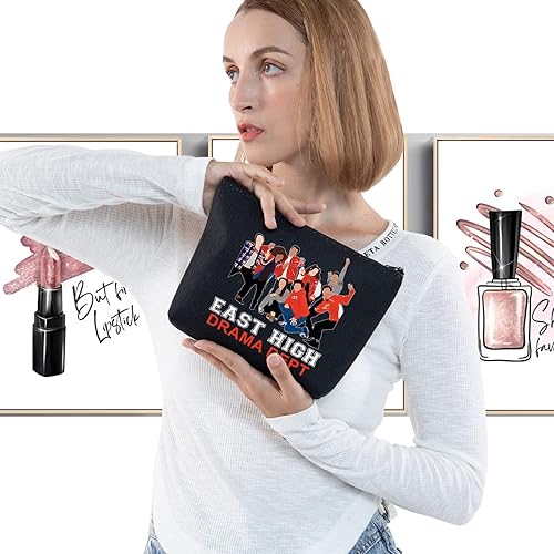 Miniatura 3 de LEVLO Bolsa de maquillaje cosmética para fanáticos de la película de Broadway, regalo de East High Drama Dept Dept con cremallera, bolsa para