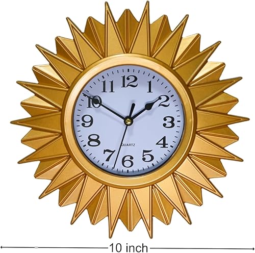 Miniatura 2 de Relojes de pared con pilas, reloj de pared analógico pequeño clásico dorado de 10 pulgadas para cocina, oficina, baño, dormitorio