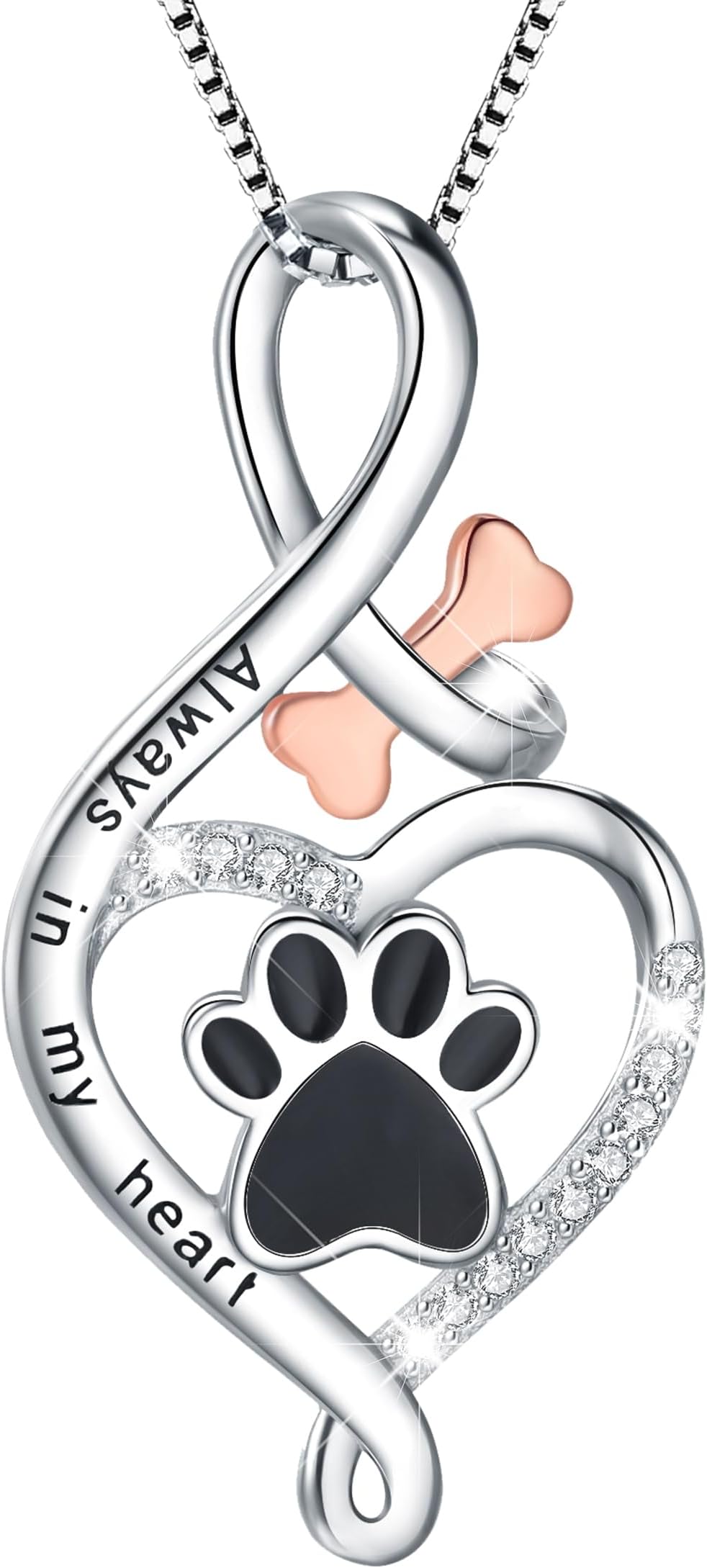 925 Sterling Silver Cute Cat Dog Pet Pendant Necklace Animal Jewelry for Women Daughter Birthday Gifts