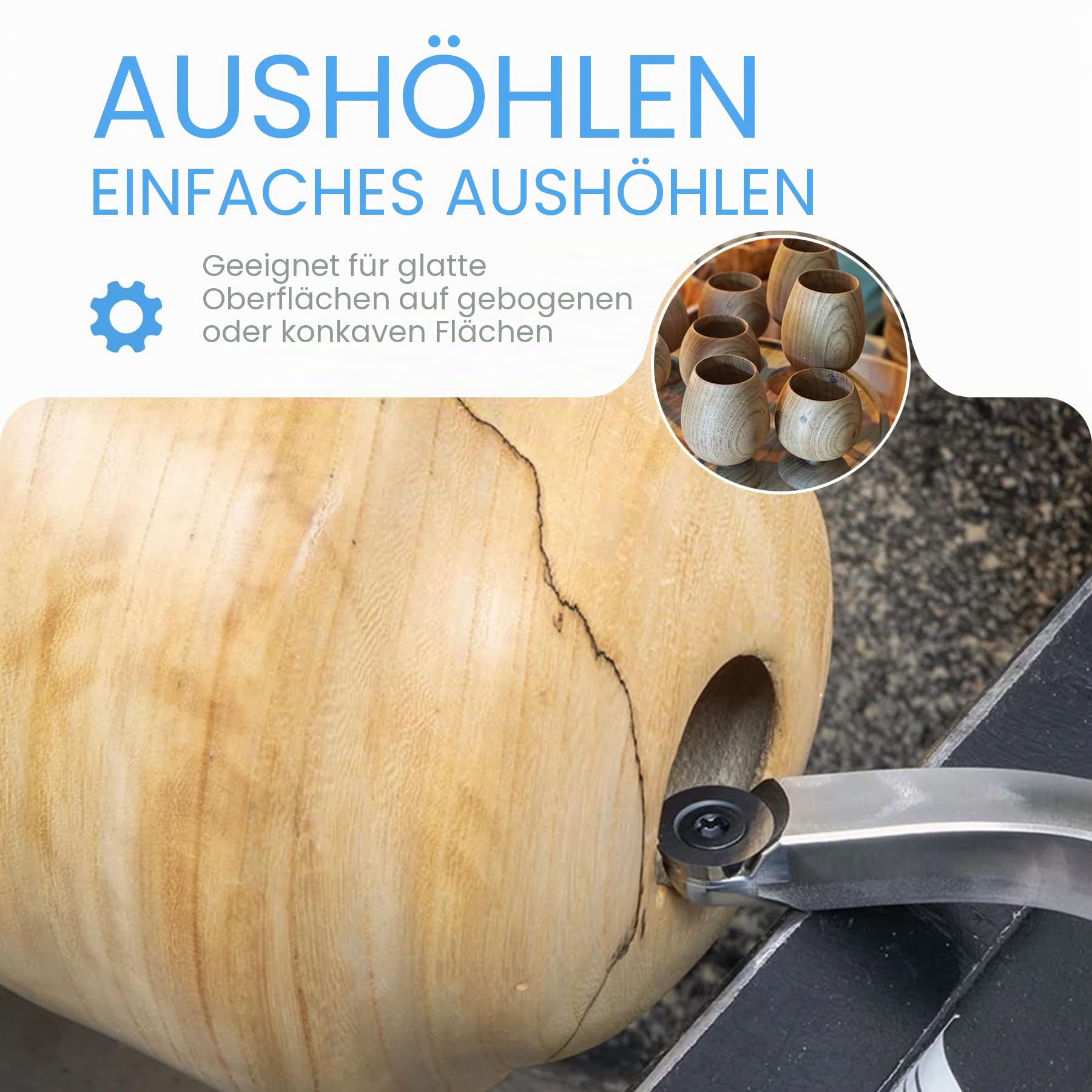 Schwanenhals Holzdrehwerkzeug Hartmetallbestückte Drehmeißel Werkzeugstange mit Ci5 8,9 mm runde Hartmetall-Einsatz für Drechselwerkzeug