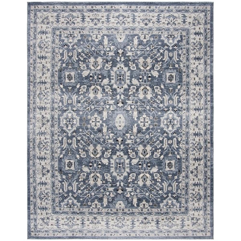 SAFAVIEH Charleston Collection Area Rug - 9' x 12', Navy & Creme, Oriental Distressed Design, Non-Shedding & Easy Care, Ideal for High Traffic Areas
